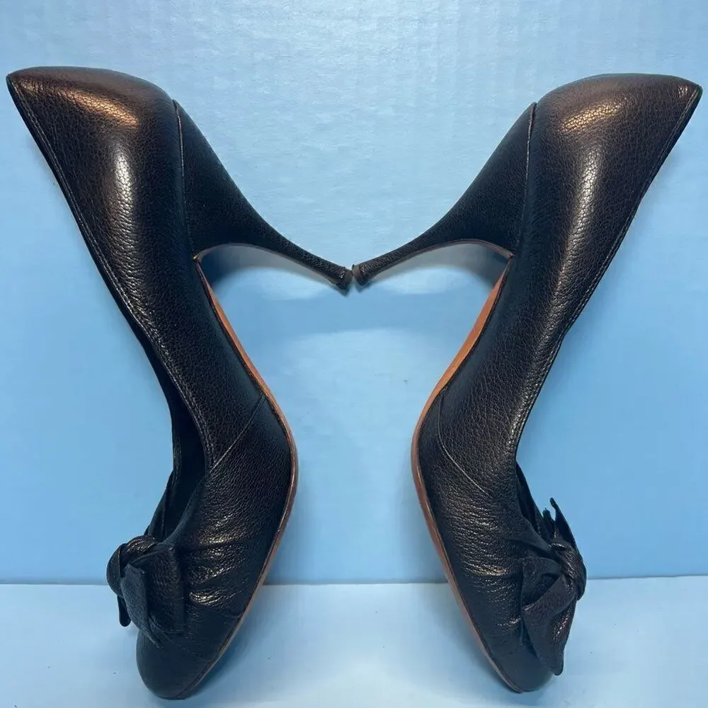 Miu Miu Calzature Donna Pebbled Leather Bow Stiletto Heels‎ Nero EU36 US6